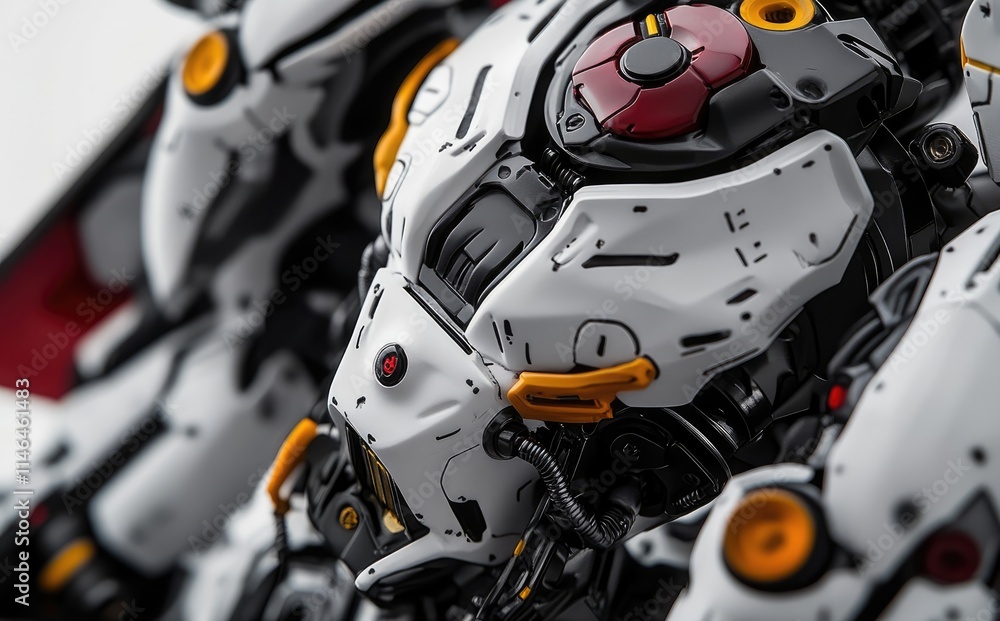 Close-up of a detailed Gundam model, showcasing intricate design and vibrant colors. Close-up of a detailed Gundam model, showcasing intricate design and vibrant colors.