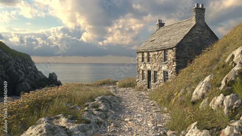 Cottage on North Devon coastline photo