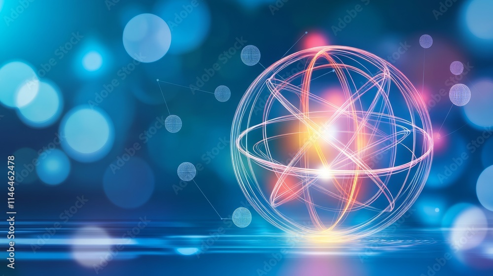 Obraz premium Abstract Atom Structure Quantum Physics Illustration