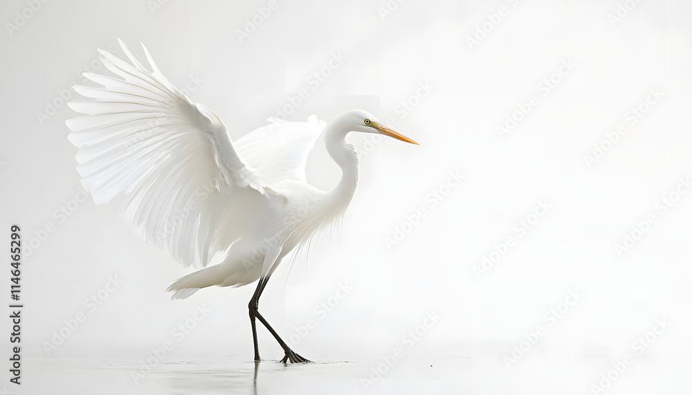 A Great Egret displays its magnificent white wings A Great Egret displays its magnificent white wings