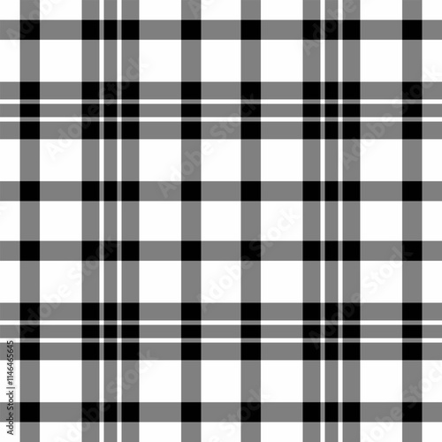 Oilcloth fabric vector seamless, wide pattern check textile. Up plaid background tartan texture in gray and white colors.