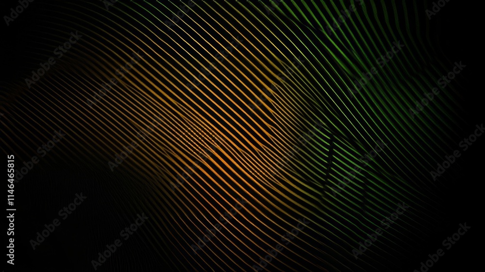 Obraz premium Abstract Dark Green Orange Wave Lines Background Design
