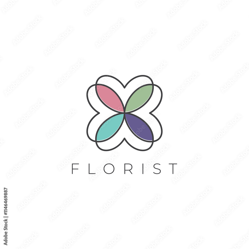 florist botanical boho line logo design vector florist botanical boho line logo design vector