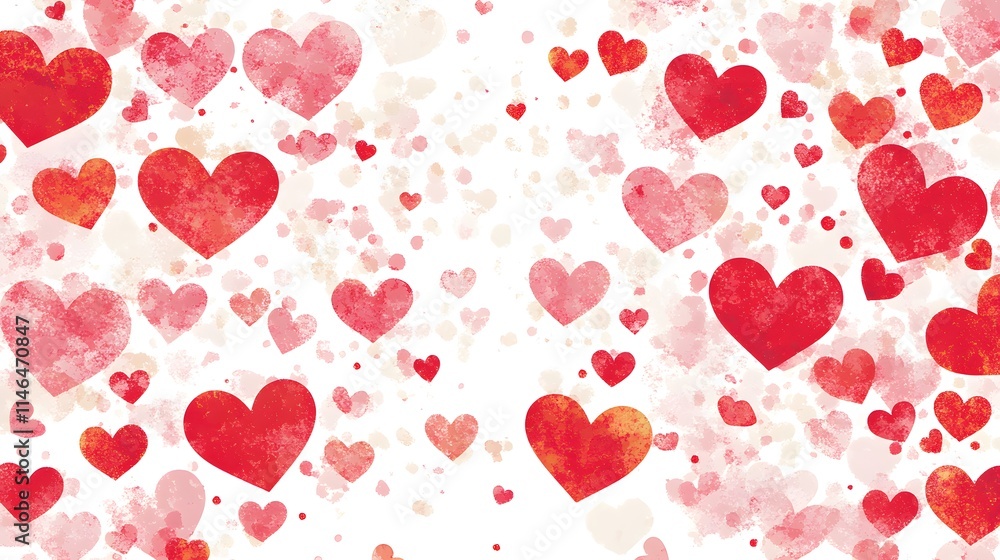 vibrant pattern of red and pink hearts on a white background. vibrant pattern of red and pink hearts on a white background.