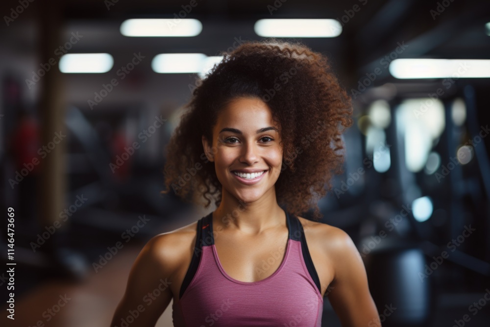Portrait of a young female African American fitness trainer in gym Portrait of a young female African American fitness trainer in gym