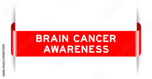 Red color inserted label banner with word brain cancer awareness on white background