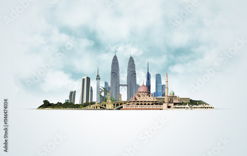 Malaysia cityscape, background city, 3D skyscrapers of Malaysia, Asia.