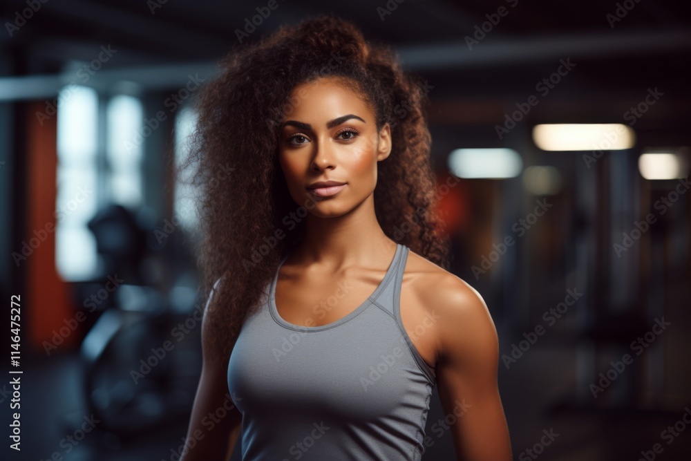 Portrait of a young female African American fitness trainer in gym Portrait of a young female African American fitness trainer in gym