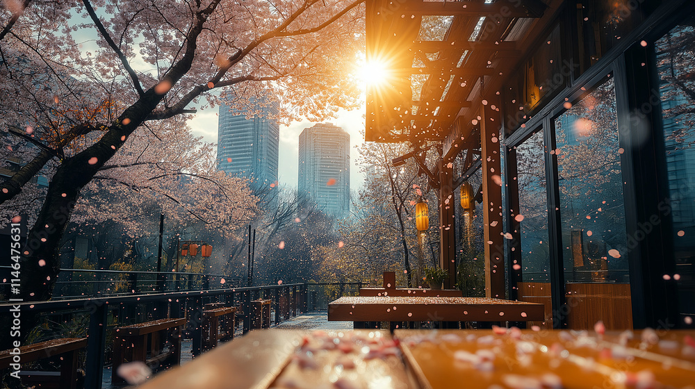 満開の桜のテラス席 満開の桜のテラス席