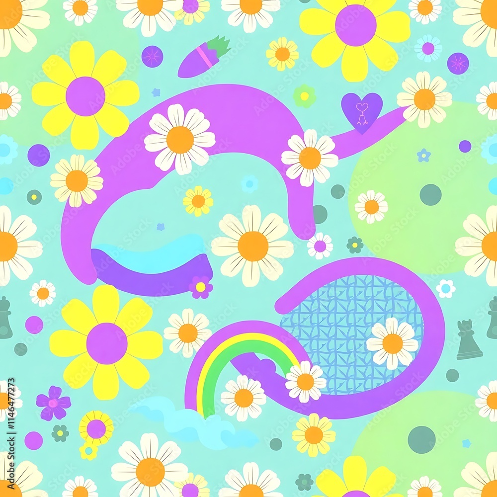 Playful Dolphin Rainbow Pattern Playful Dolphin Rainbow Pattern