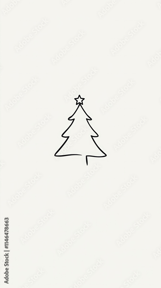 Christmas Card - Minimalist Line Art Christmas Tree Christmas Card - Minimalist Line Art Christmas Tree
