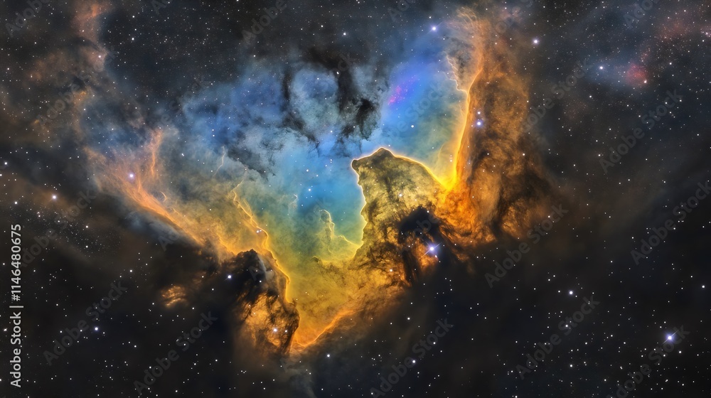 Fototapeta premium Stunning Colorful Nebula Cosmic Wonder Depths Stars Universe