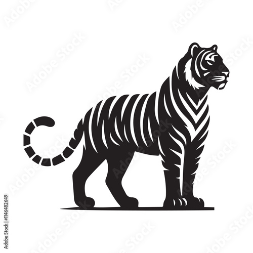 Black tiger silhouettes vector illustration