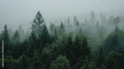 Misty Forest Landscape Capturing Serene Natural Beauty