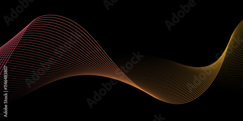 Abstract wave element for design. Digital frequency track equalizer. Stylized line art background. Colorful shiny wave with lines created using blend tool. 