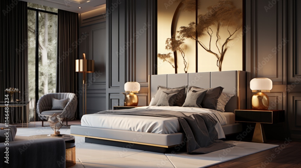 Contemporary Luxury Bedroom Design with Elegant Touches and Beautiful Natural Light Enhancing the Sophisticated Atmosphere Contemporary Luxury Bedroom Design with Elegant Touches and Beautiful Natural Light Enhancing the Sophisticated Atmosphere