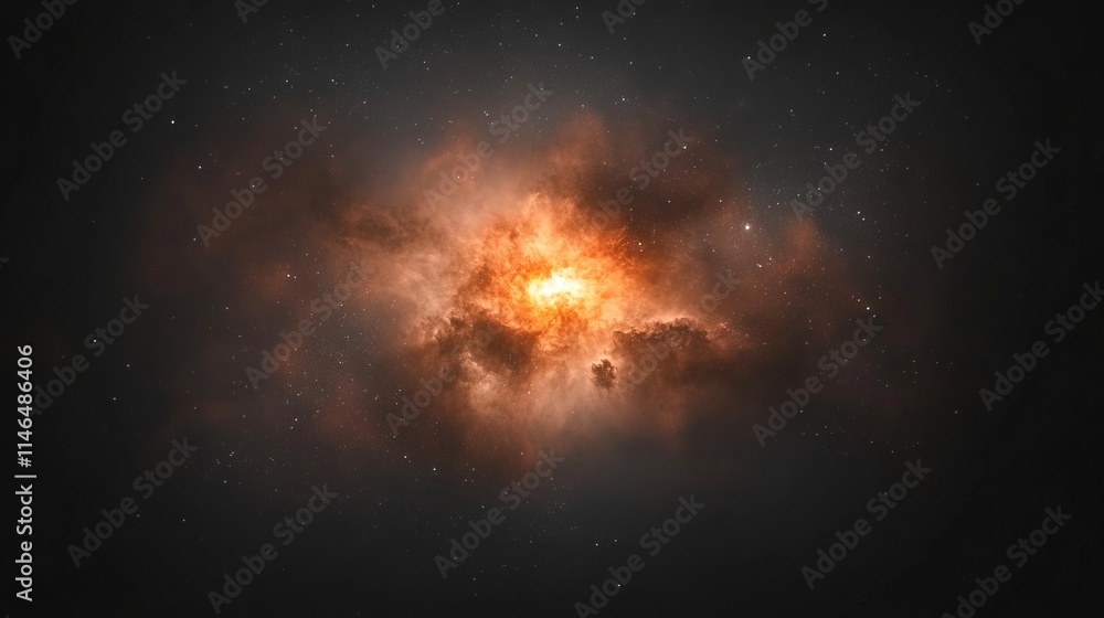 Fototapeta premium Celestial Inferno A Cosmic Nebula's Fiery Heart