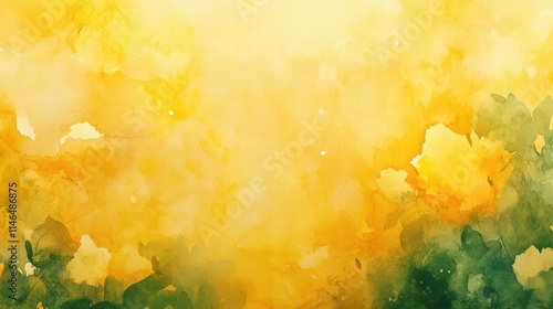 Soft Watercolor Background in Shades of Yellow with Hints of Green, Evoking a Calm and Chaotic Atmosphere Perfect for Various Designs