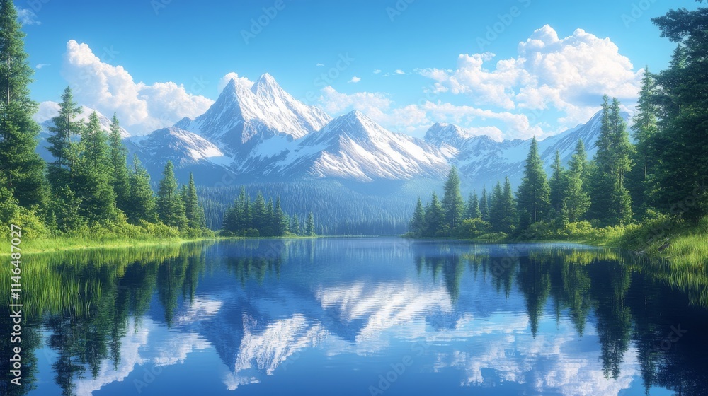 Serene Mountain Lake Reflecting Majestic Peaks Serene Mountain Lake Reflecting Majestic Peaks