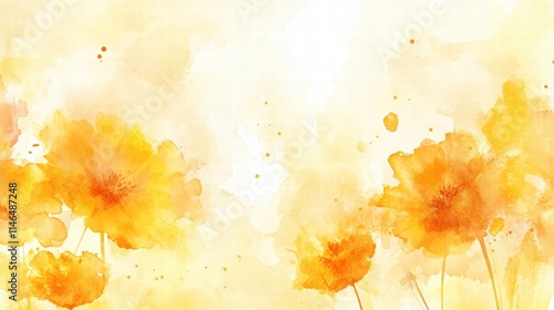 Soft Yellow Watercolor Floral Background with Abstract Chaos and Gentle Hues for Creative Projects and Designs