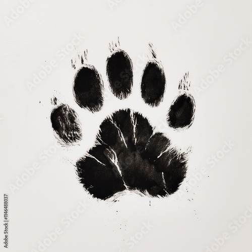 Bear paw grunge trace on white background
