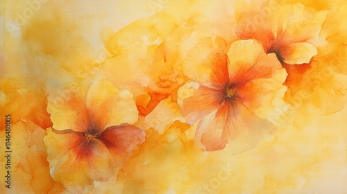 Soft Yellow Watercolor Background with Floral Chaos Perfect for Creative Projects and Inspiring Designs