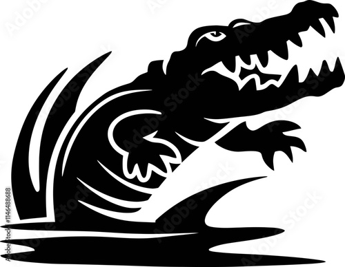 crocodile character Silhouette icon design Minimal style hand drawn