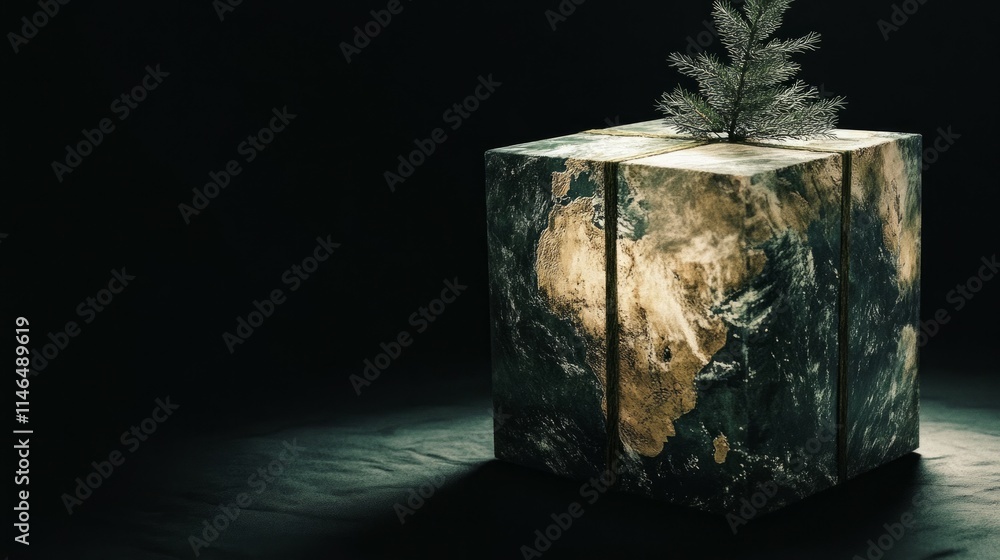 christmas world on the inside of a cube taken from the frond photorealistic christmas world on the inside of a cube taken from the frond photorealistic