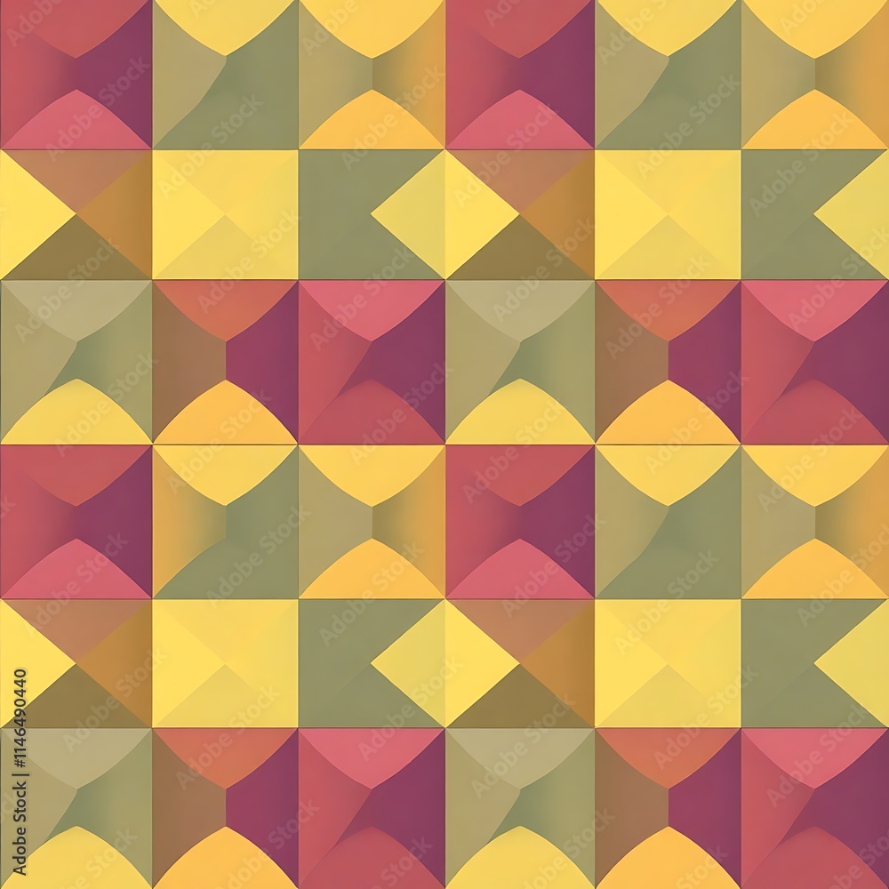 Obraz premium Geometric Pattern in Vibrant Hues: A seamless, repeating pattern of overlapping squares in warm, earthy tones creates a captivating visual rhythm.