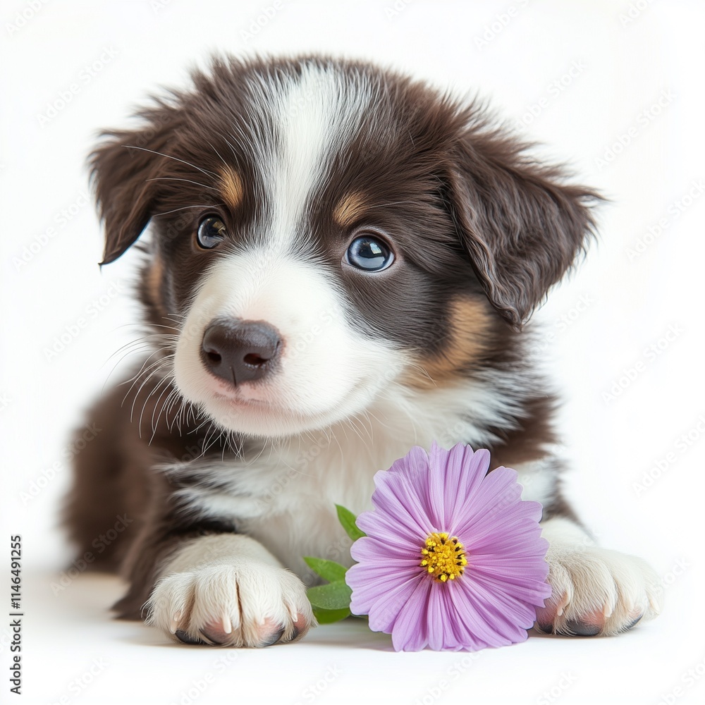 Fototapeta premium border collie puppy Dog on a white background