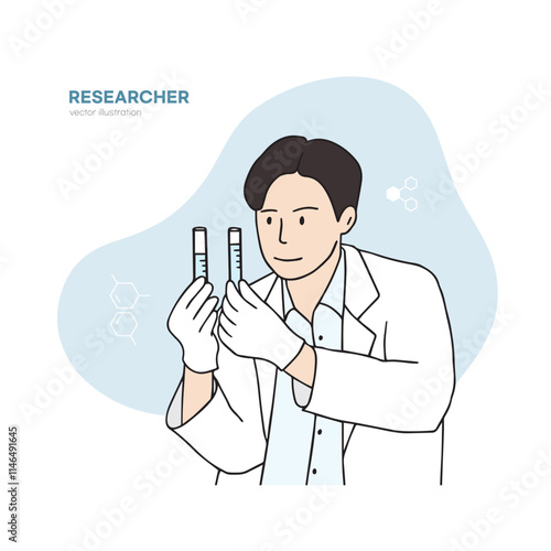 Illustration of a researcher conducting an experiment in a laboratory