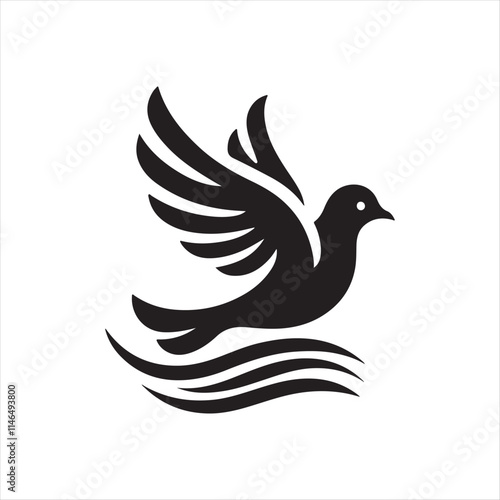 peace bird silhouette vector logo design