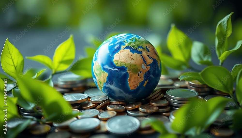 Global Green Finance Earth Coins Leaves Global Green Finance Earth Coins Leaves