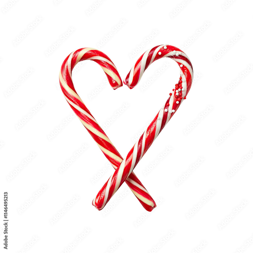 heart shaped candy canes isolated on transparent background. heart shaped candy canes isolated on transparent background.
