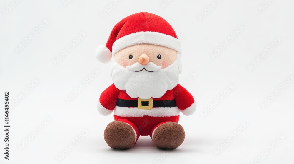 High-Resolution Plush Santa Claus Toy Character on Solid White Background with Soft Studio Lighting High-Resolution Plush Santa Claus Toy Character on Solid White Background with Soft Studio Lighting