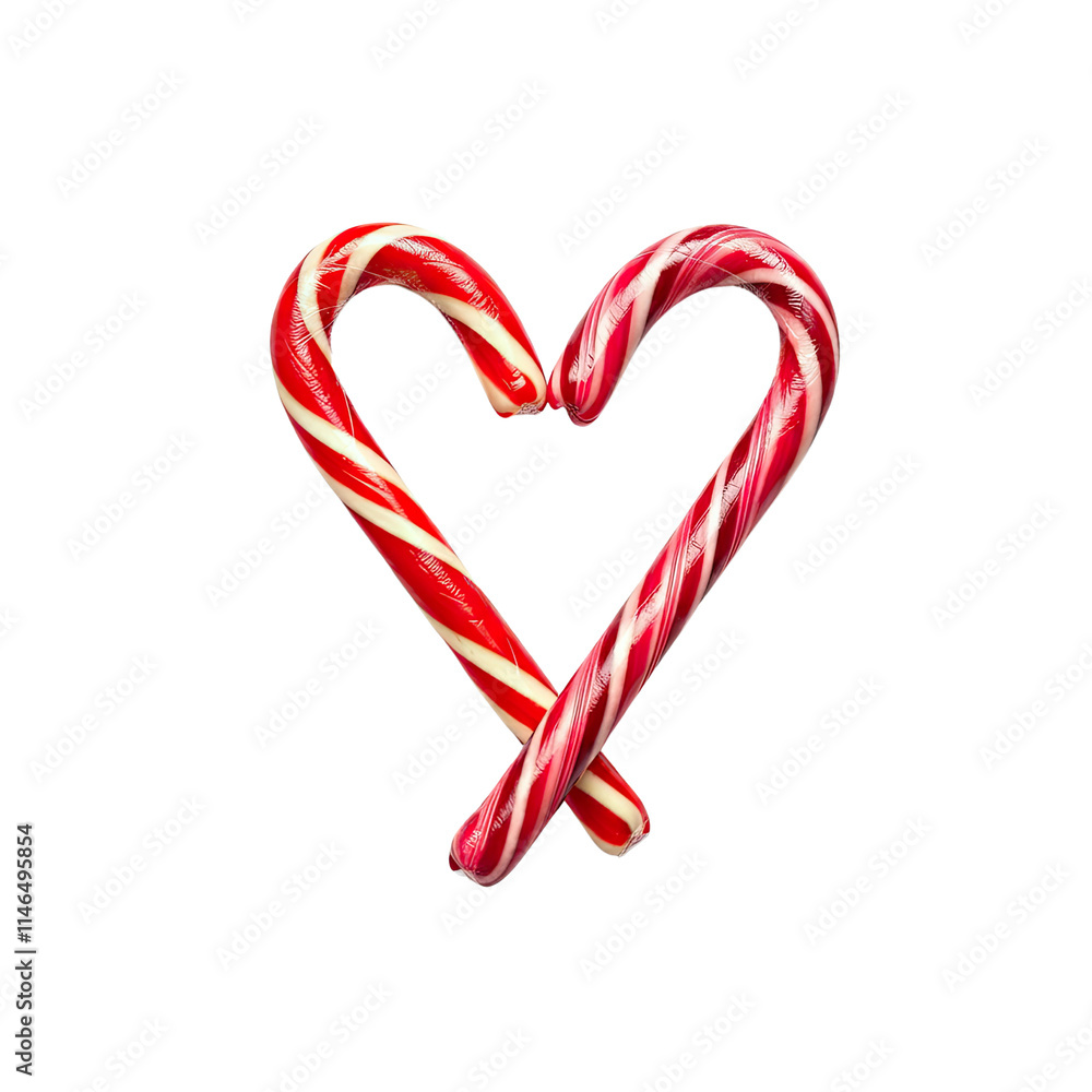 heart shaped candy canes isolated on transparent background. heart shaped candy canes isolated on transparent background.
