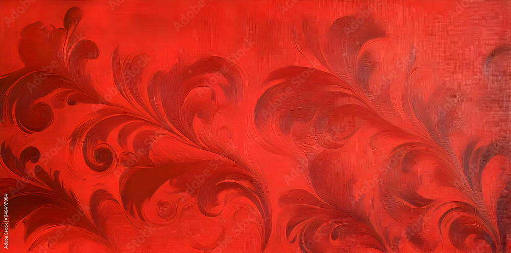 A vibrant red background with elegant swirling patterns, ideal for design or decoration. A vibrant red background with elegant swirling patterns, ideal for design or decoration.