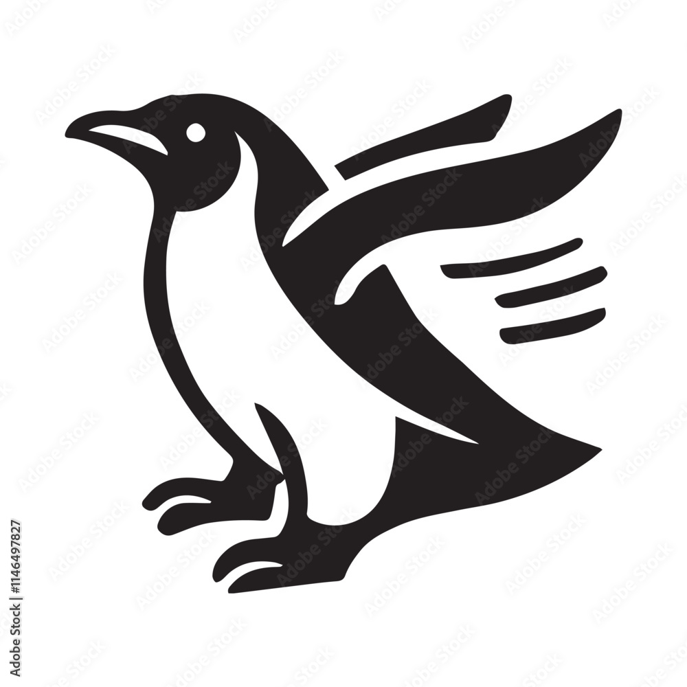 Fototapeta premium simple flat penguin icon illustration vector