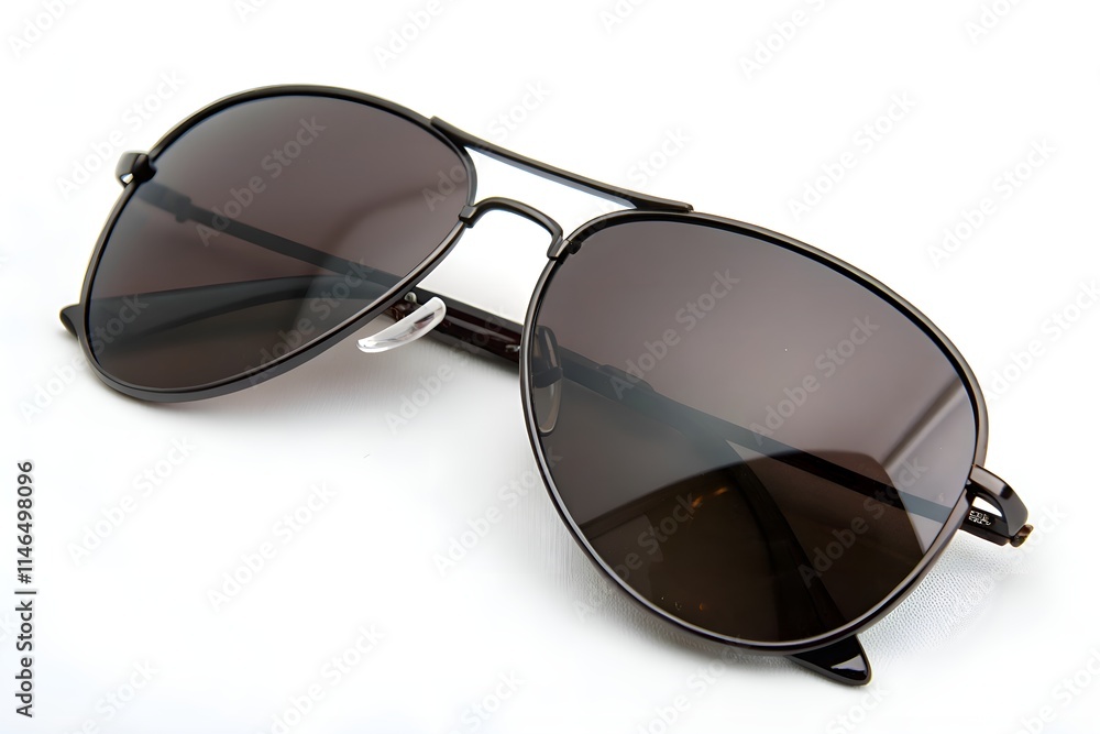 stylish sunglasses on a white background in a black metal frame stylish sunglasses on a white background in a black metal frame