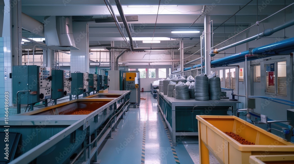 Modern Industrial Food Processing Line in Operation Modern Industrial Food Processing Line in Operation