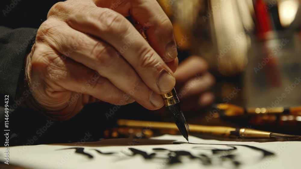 Master Handcrafting Traditional Calligraphy Art Master Handcrafting Traditional Calligraphy Art