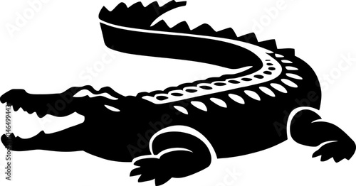crocodile character Silhouette icon design Minimal style hand drawn