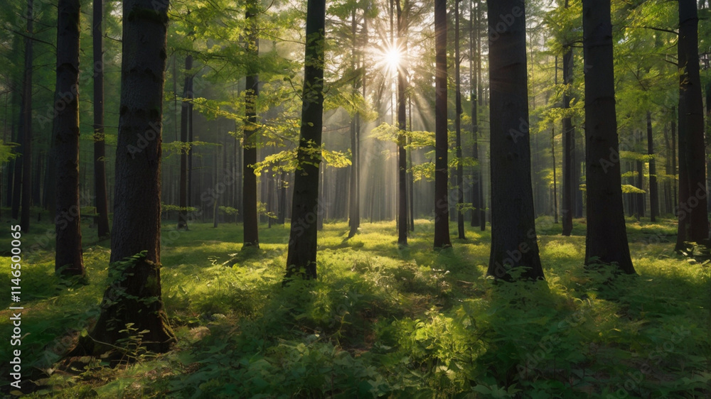 Naklejka premium morning in the forest