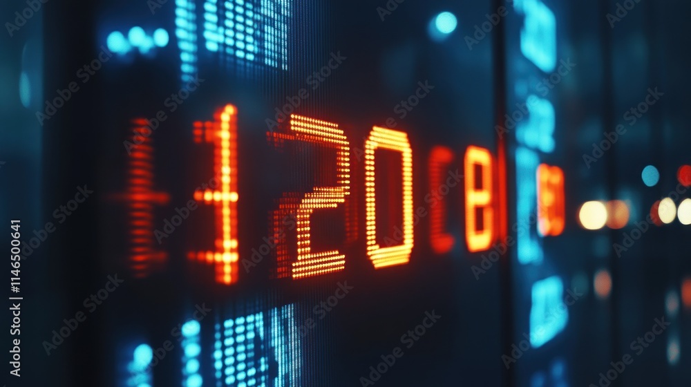Obraz premium Digital display showing numerical data, possibly related to finance or technology.