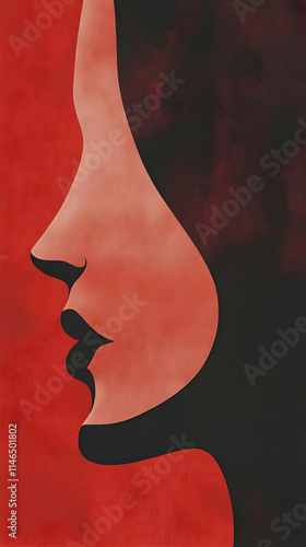 Abstract profile silhouette in red and black tones, evoking emotion and depth.