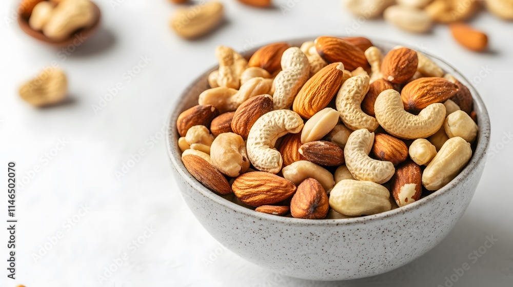 Healthy snack options mixed nuts in a bowl kitchen table food photography bright environment close-up view nutritious concept Healthy snack options mixed nuts in a bowl kitchen table food photography bright environment close-up view nutritious concept