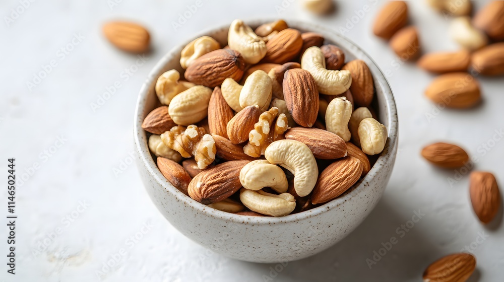 Healthy snack options mixed nuts in bowl kitchen setting food photography bright environment close-up view Healthy snack options mixed nuts in bowl kitchen setting food photography bright environment close-up view