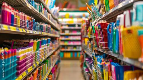 Colorful school stationary in store generated.AI