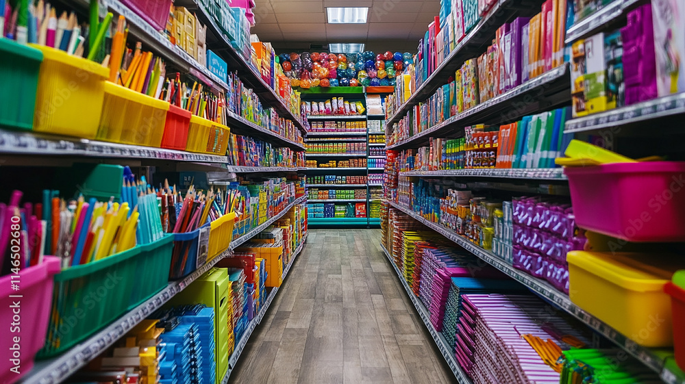 Fototapeta premium Colorful school stationary in store generated.AI