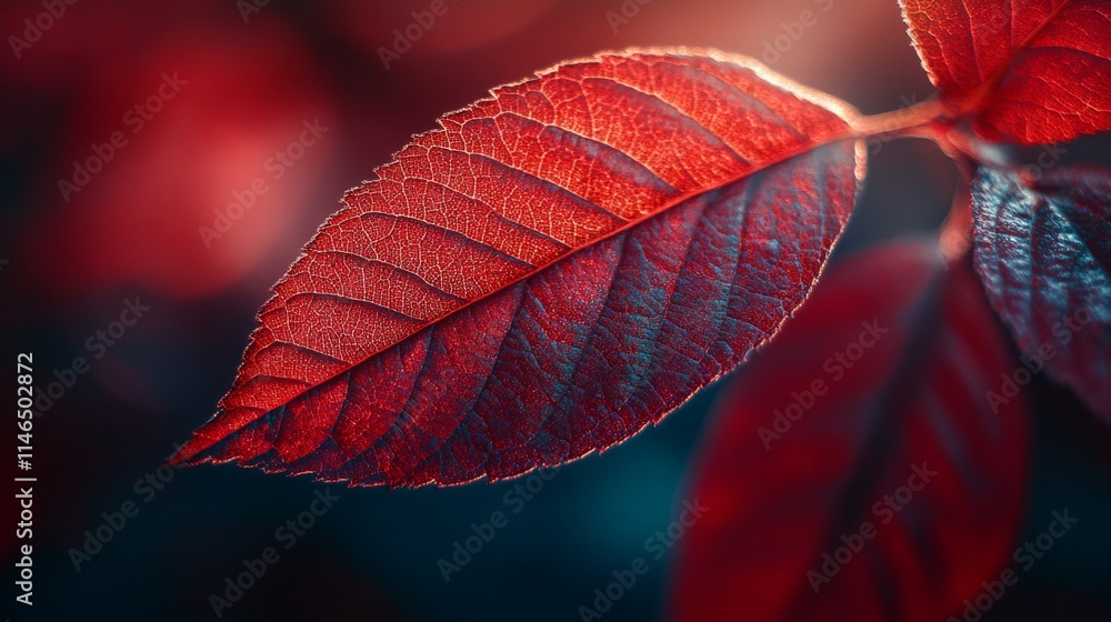 Red Leaf Illuminated By Sunlight Autumn Nature Red Leaf Illuminated By Sunlight Autumn Nature